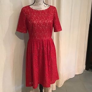 Adrianna Papell Red Lace Dress
